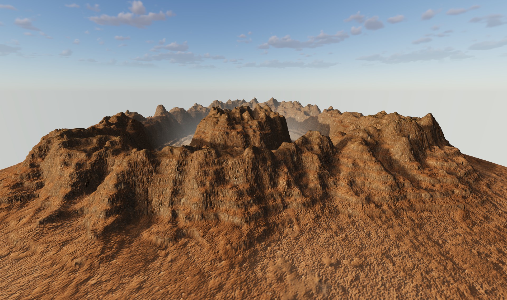 Red mountains, made with ArdORA